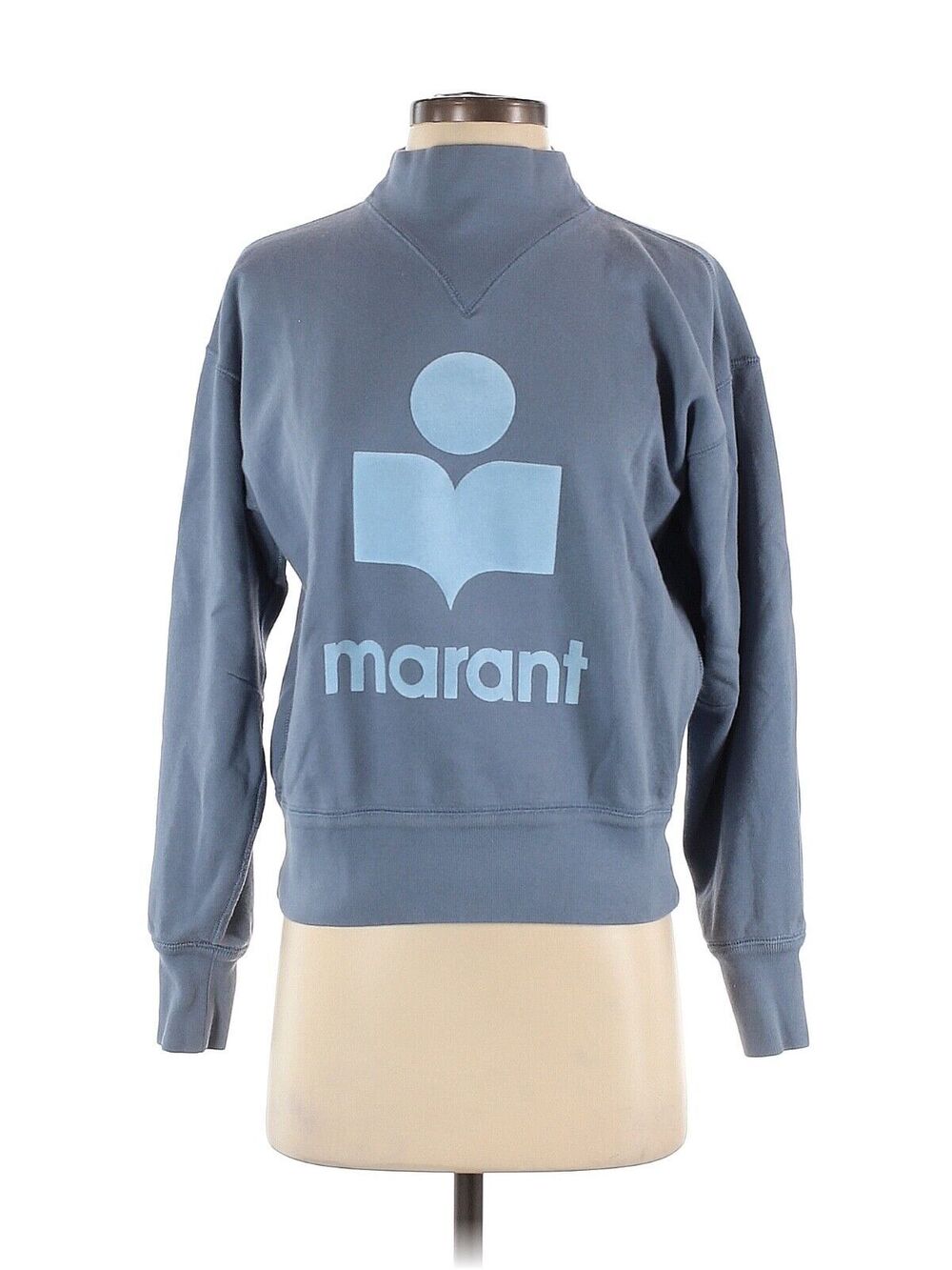 ISABEL MARANT ÉTOILE Moby Blue Logo Cotton Blend Pull Over Sweatshirt-FR 34/US 2